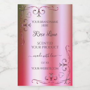 Verzierte Produktetiketten mit leuchtend rosa grün Lebensmitteletikett
