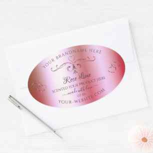 Verzierte Produktetiketten mit leuchtend rosa grün Ovaler Aufkleber