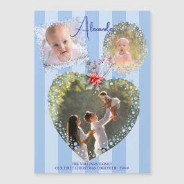 Verzierte Rahmen 3 Foto 1. Weihnachtsblauer Meilen Magneteinladung