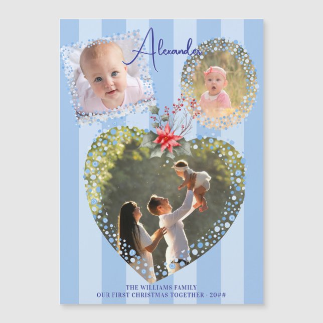 Verzierte Rahmen 3 Foto 1. Weihnachtsblauer Meilen Magneteinladung (Vorderseite)