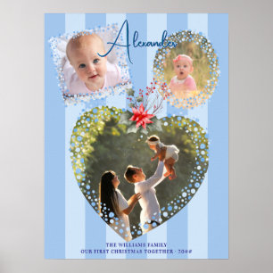 Verzierte Rahmen 3 Fotos Pink 1. Weihnachten Meile Poster