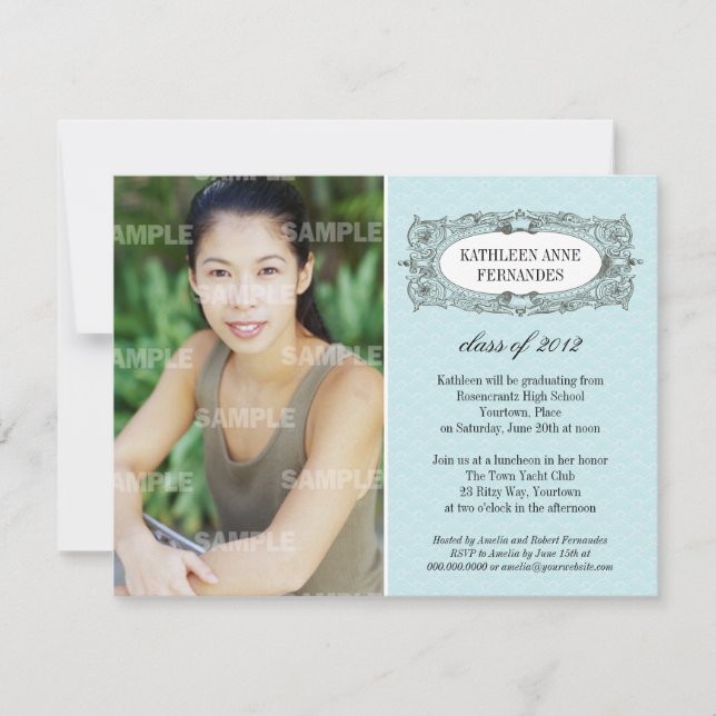 Verzierte Rahmen Abschluss Einladung (Vorderseite)