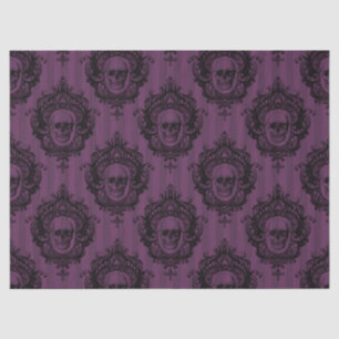 Verzierte Rahmen und Skulls auf Lila Decoupage Seidenpapier