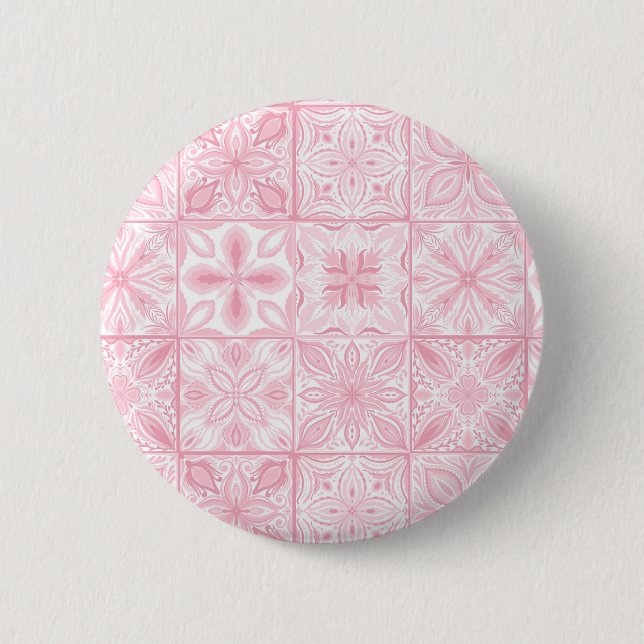 Verzierte rosa Fliesen Button (Vorderseite)