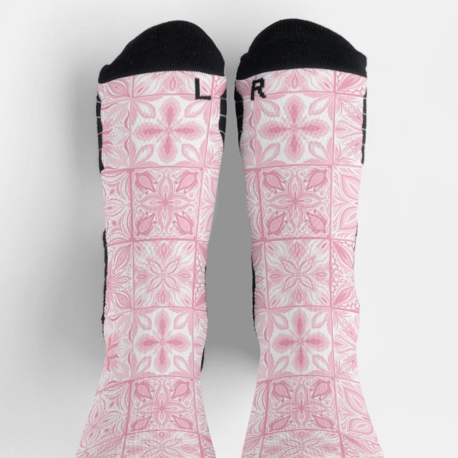 Verzierte rosa Fliesen Socken (Oben)