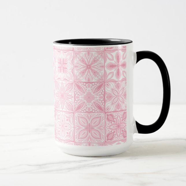 Verzierte rosa Fliesen Tasse (Rechts)