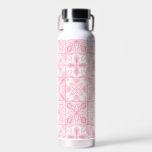 Verzierte rosa Fliesen Trinkflasche<br><div class="desc">Handgemalte verzierte Fliesen mit Blumenelementen</div>