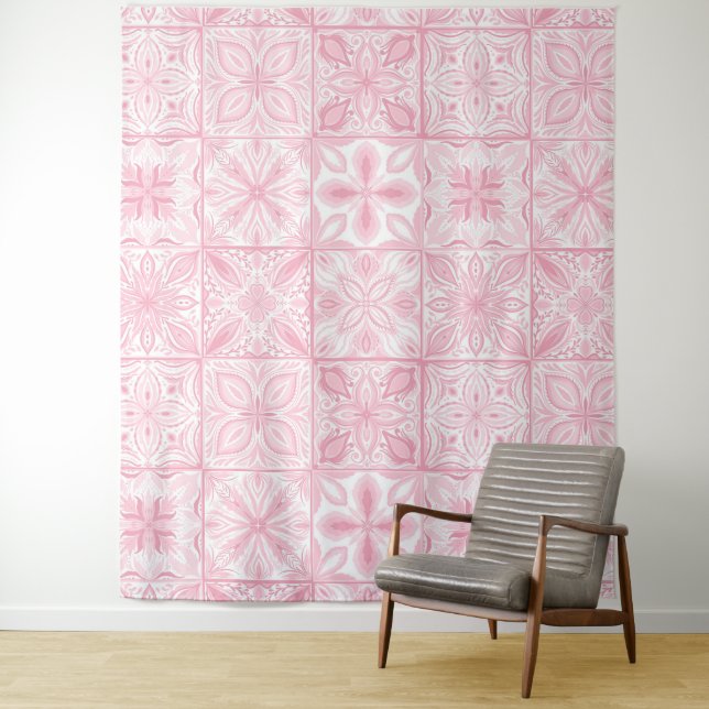 Verzierte rosa Fliesen Wandteppich (Beispiel)