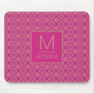 Verzierte rosa lila geometrische Muster Personalis Mousepad