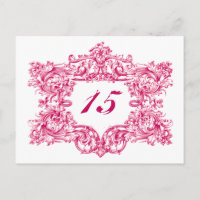 Verzierte Rosa Rahmen-Tischnummern