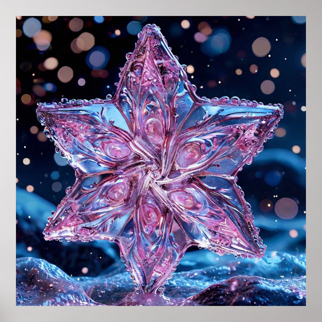 Verzierte Rosa-Star-Ornament Poster (Vorne)
