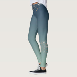 Verzierte Rose Herz auf blauen Leggings