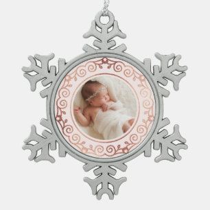 Verzierte Rose Schneeflocken Zinn-Ornament