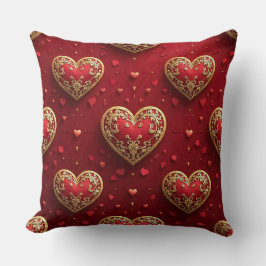 VERZIERTE ROT- UND GOLD-VALENTINE-LIEBE HÖRT KISSEN