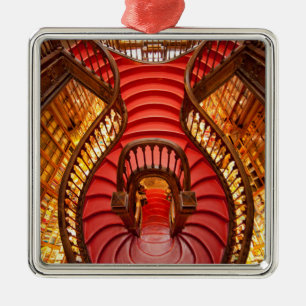 Verzierte rote Treppe, Portugal Silbernes Ornament