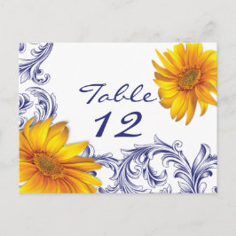 Verzierte Royal Blue and Yellow Sunflown Table Car Postkarte