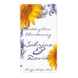 Verzierte Royal Blue Yellow Sunflowers Hochzeitwei