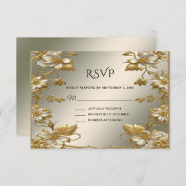 Verzierte RSVP-Karte für weißes Blumengold RSVP Karte