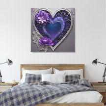 Verzierte Saphir- und Amethyst-Herz-Fantasie-Kunst