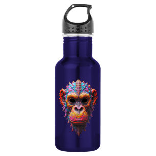 Verzierte Schimpansenmaske Edelstahlflasche