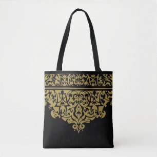 Verzierte Schwarz- und Goldmuster-Tasche
