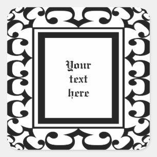 Verzierte Schwarz-Weiß-Aufkleber Quadratischer Aufkleber