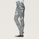 Verzierte schwarze Spitze und aquamarines Muster Leggings<br><div class="desc">Gemusterte Leggings des dekorativen Spitzeeffektes (keine wirkliche Spitze benutzt)</div>