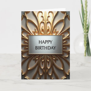 Verzierte silberne Plakette zum Geburtstag Karte