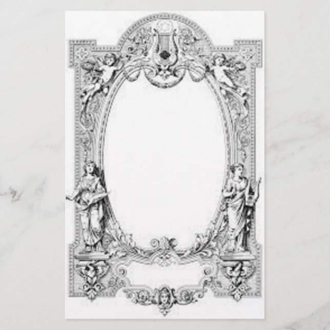 Verzierte Stationärationshalterung Briefpapier (Rückseite)