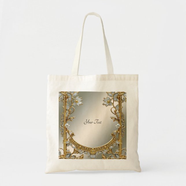 Verzierte Tasche aus weißem Flor (Vorne)