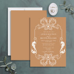 Verzierte Terracotta Floral Line Art Mongramm Hoch Einladung<br><div class="desc">Einweihung unserer schönen dunklen verzierten Terrakotta Blumenstrauß Art Monogram Hochzeitseinladung! Diese wunderschön gestaltete Einladung besticht durch ein Jugendstil mit verzierten Rahmen- und Monogramminitialen. Die Einladung ist der perfekte Weg, um den Ton für Ihren großen Tag Set. Ihr Hochzeitstag ist einer der wichtigsten Tage Ihres Lebens, also stellen Sie sicher, dass...</div>