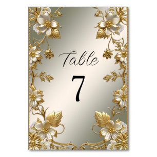 Verzierte Tischnummer von White Floral Gold