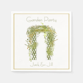 Verzierte Trellis mit grünen und goldenen Foliage Serviette