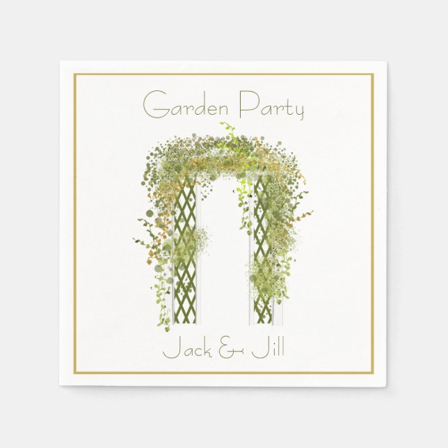 Verzierte Trellis mit grünen und goldenen Foliage Serviette (Vorderseite)