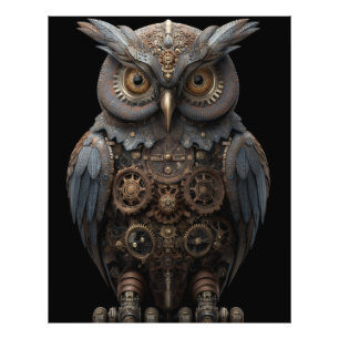 Verzierte Uhrwerk-Eule Fotodruck