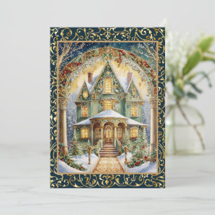 Verzierte Viktorianische Feiertagsparty Einladung