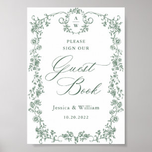 Verzierte Viktorianische Grace Blume Gästebuchunte Poster