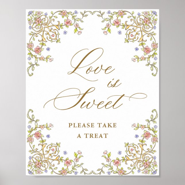 Verzierte Viktorianische Grace Floral Liebe ist Sw Poster (Vorne)