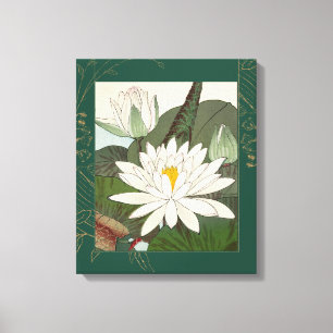Verzierte Vintage japanische Printwasser-Lilien Leinwanddruck