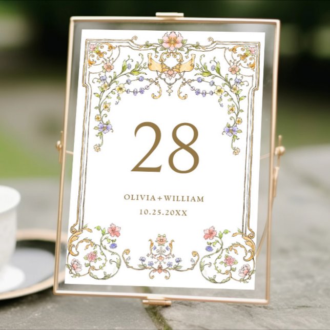 Verzierte Vintage Rahmen Bohemische Blume Hochzeit Tischnummer (Von Creator hochgeladen)