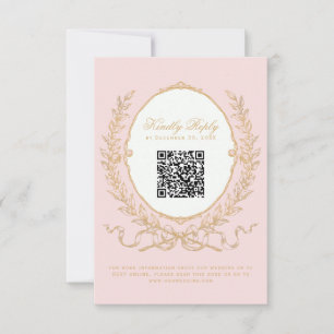 Verzierte Vintage Rosa Paris QR Code RSVP Karte