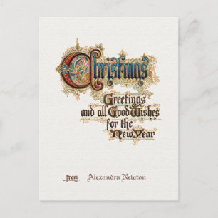 Verzierte Vintage Weihnachtsgrüße Postkarte