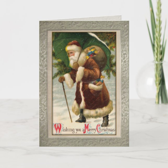 Verzierte Vintage Weihnachtskarte Feiertagskarte (Vorderseite)