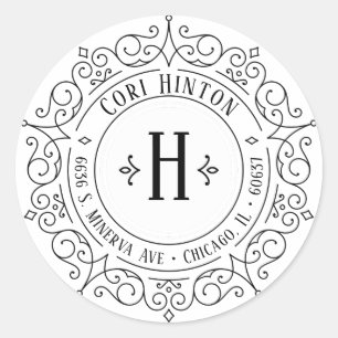 Verzierte Vintage Wirbel Circular - Cori Runder Aufkleber