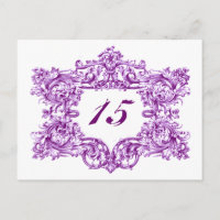 Verzierte Violett-Vintag-Frame-Tischnummern