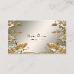 Verzierte Visitenkarte für White Floral Gold