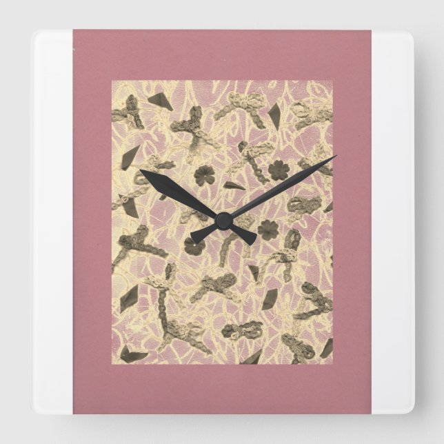 Verzierte Wand-Uhr des Bows-Quadrats Quadratische Wanduhr (Vorderseite)