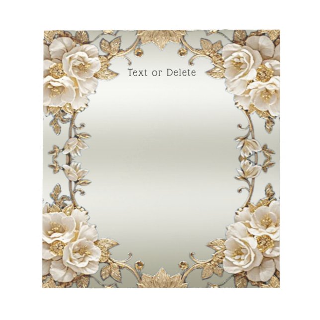 Verzierte weiße Blume Editor Notizblock (Vorderseite)