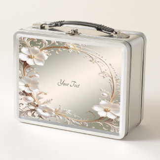 Verzierte weiße Blumen Lunchbox