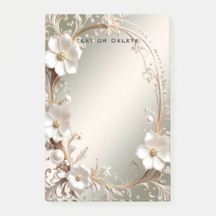 Verzierte weiße Blumenrahmen-Post-it-Notes Post-it Klebezettel